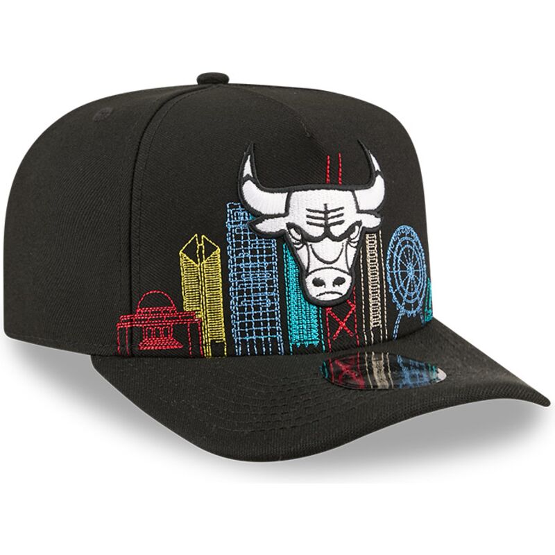 mutzen-gebogen-schwarz-snapback-9fifty-a-frame-precurved-skyline-der-chicago-bulls-nba-von-new-era