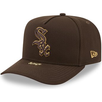 Mützen gebogen braun snapback 9FIFTY A Frame Precurved Visor Pin der Chicago White Sox MLB von New Era