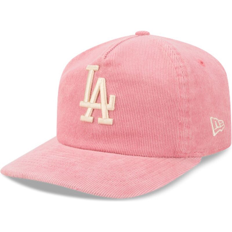 mutzen-gebogen-rosa-verstellbares-band-19twenty-precurved-corduroy-pastel-der-los-angeles-dodgers-mlb-von-new-era