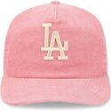 mutzen-gebogen-rosa-verstellbares-band-19twenty-precurved-corduroy-pastel-der-los-angeles-dodgers-mlb-von-new-era