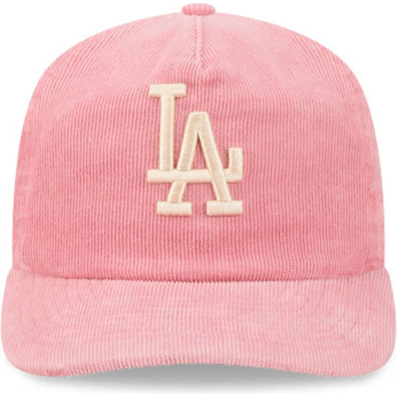 casquette-courbee-rose-ajustable-19twenty-precurved-corduroy-pastel-los-angeles-dodgers-mlb-new-era