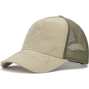 Casquette trucker khaki Outline Dragon Ed Hardy
