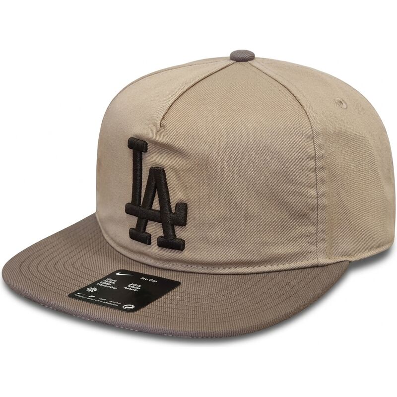 mutzen-flach-beige-verstellbares-band-pro-unstructured-5-panel-der-los-angeles-dodgers-mlb-von-nike