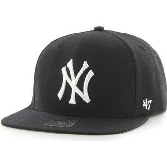 Gorra plana negra snapback lisa de MLB New York Yankees de 47 Brand