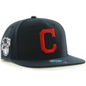casquette-plate-bleue-marine-snapback-unie-avec-logo-lateral-mlb-cleveland-indians-47-brand