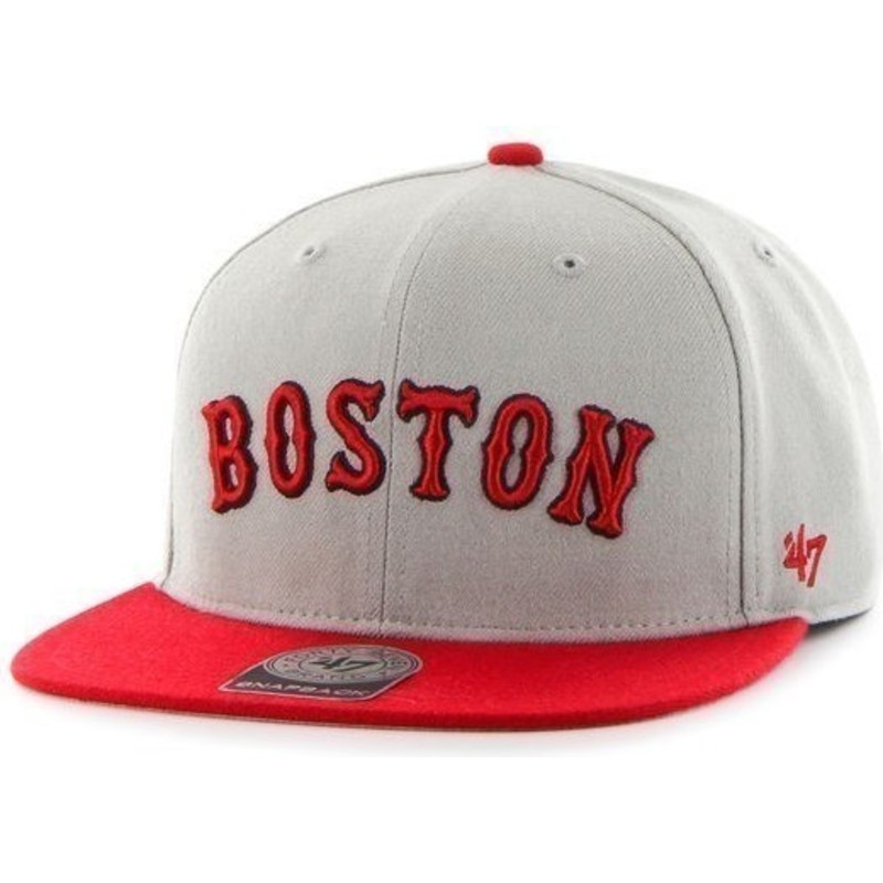 47-brand-flat-brim-seitliches-logo-mlb-boston-red-sox-snapback-cap-grau