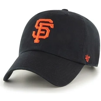 47 Brand Curved Brim Large Front Logo MLB San Francisco Giants Black Cap