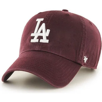47 Brand Curved Brim Los Angeles Dodgers MLB Clean Up Maroon Cap