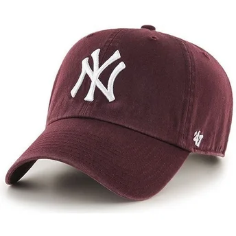 Gorra curva granate de New York Yankees MLB Clean Up de 47 Brand