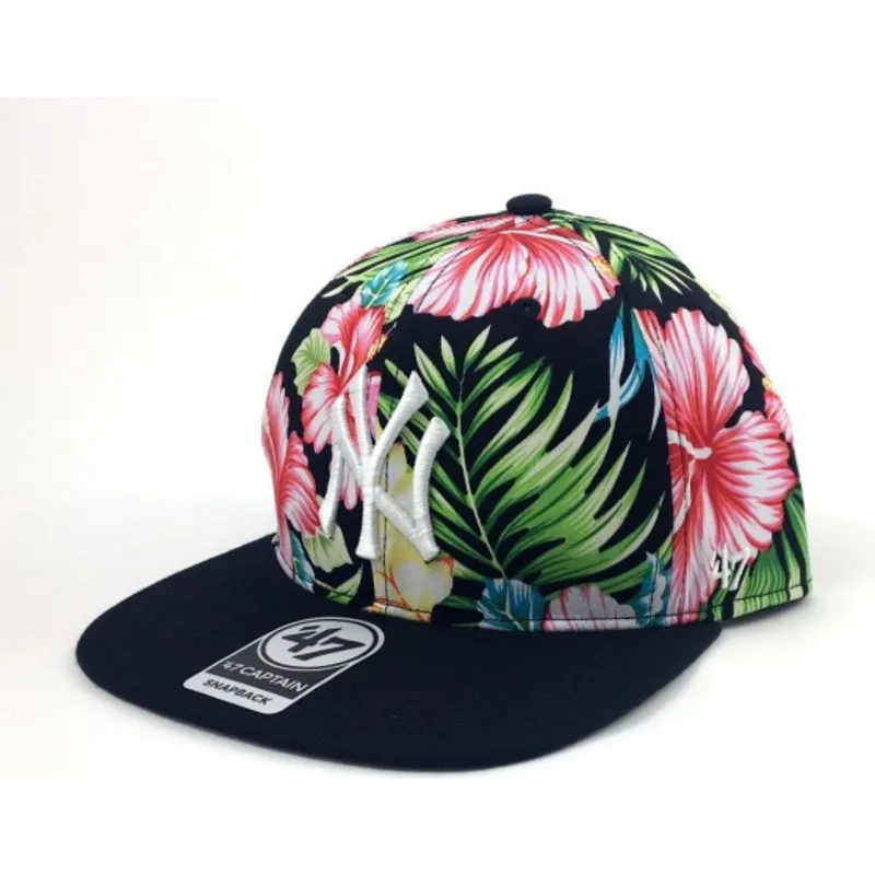 mutzen-flach-multicolor-snapback-estampado-de-flores-der-new-york-yankees-mlb-von-47-brand
