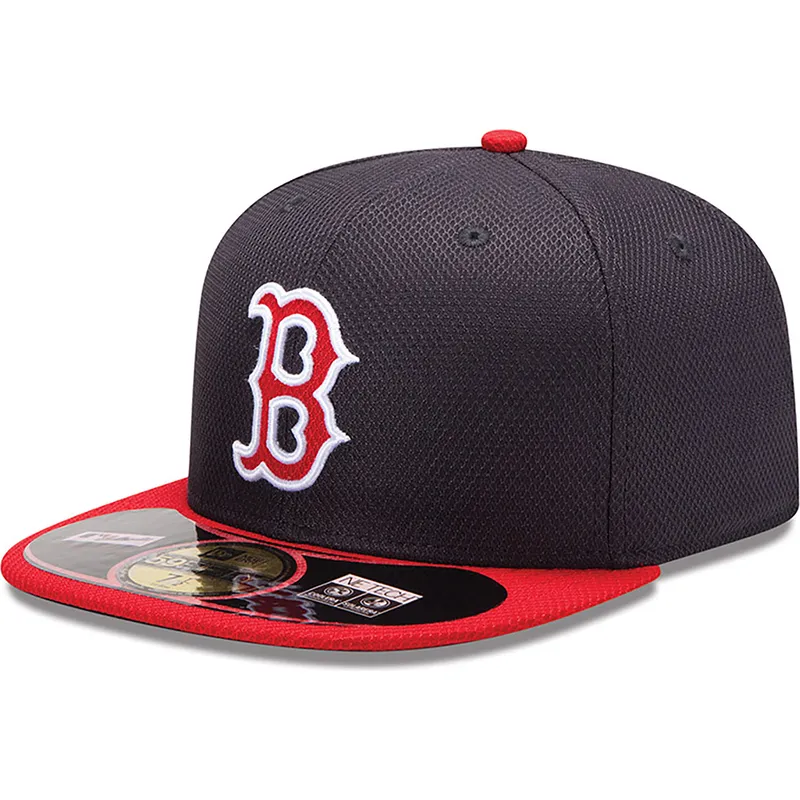59fifty-diamond-era-boston-red-sox-mlb-new-era-rote-angepasste-flache-kappe