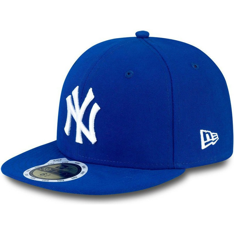 new-era-kinder-flat-brim-59fifty-essential-new-york-yankees-mlb-fitted-cap-blau