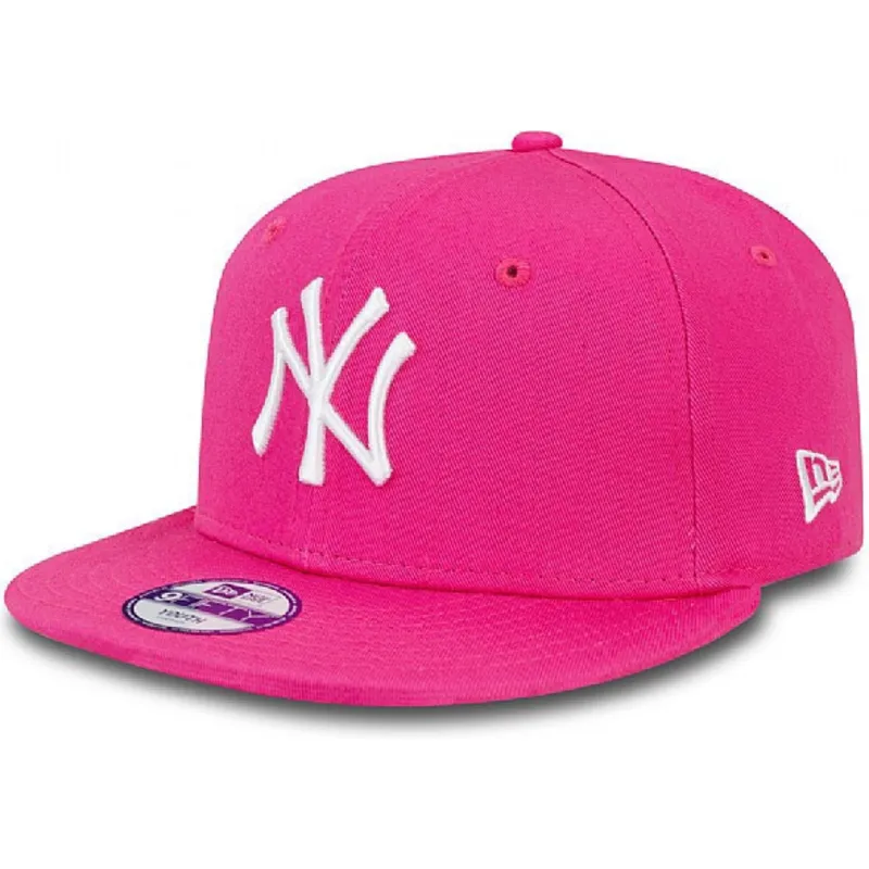 mutzen-flach-rosa-snapback-fur-kinder-9fifty-essential-der-new-york-yankees-mlb-von-new-era