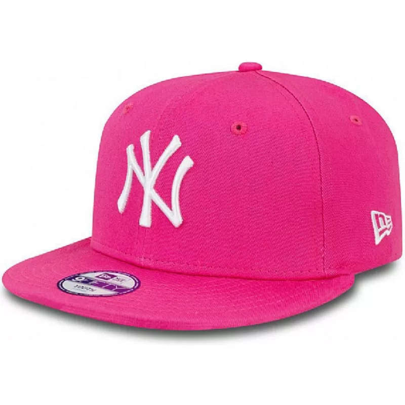 new-era-kinder-flat-brim-9fifty-essential-new-york-yankees-mlb-snapback-cap-pink