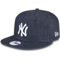 mutzen-flach-marineblau-snapback-fur-kinder-9fifty-essential-denim-der-new-york-yankees-mlb-von-new-era